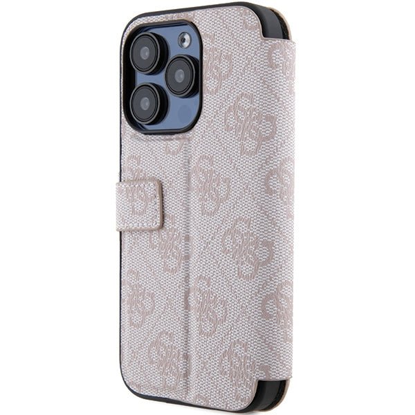 Guess iPhone 15 Pro Max 4G Big Metal Logo Θήκη Πορτοφόλι με Επένδυση Συνθετικού Δέρματος - Pink - GUBKP15X4GMGPI
