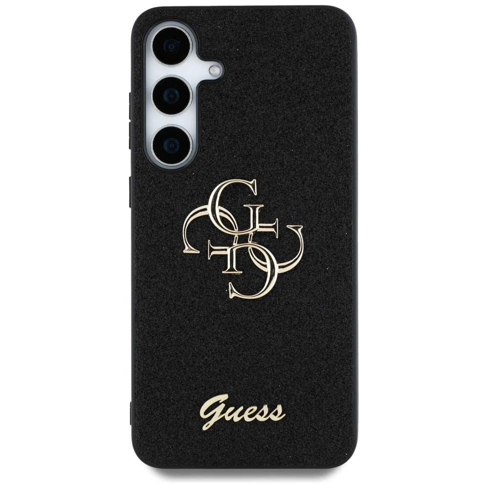Guess Samsung Galaxy S25 - Fixed Glitter Big 4G - Σκληρή Θήκη με Πλαίσιο Σιλικόνης - Black - GUHCS25SHG4SGK