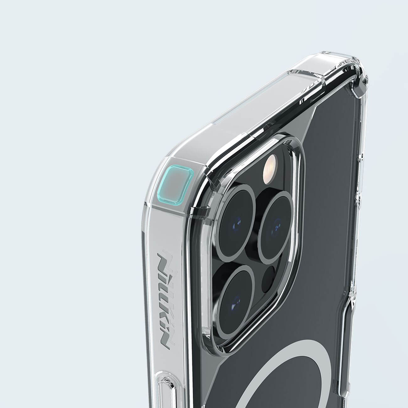 Nillkin iPhone 15 Pro Max Nature Pro Magnetic - Σκληρή Θήκη με Πλαίσιο Σιλικόνης και MagSafe - Διάφανη / White