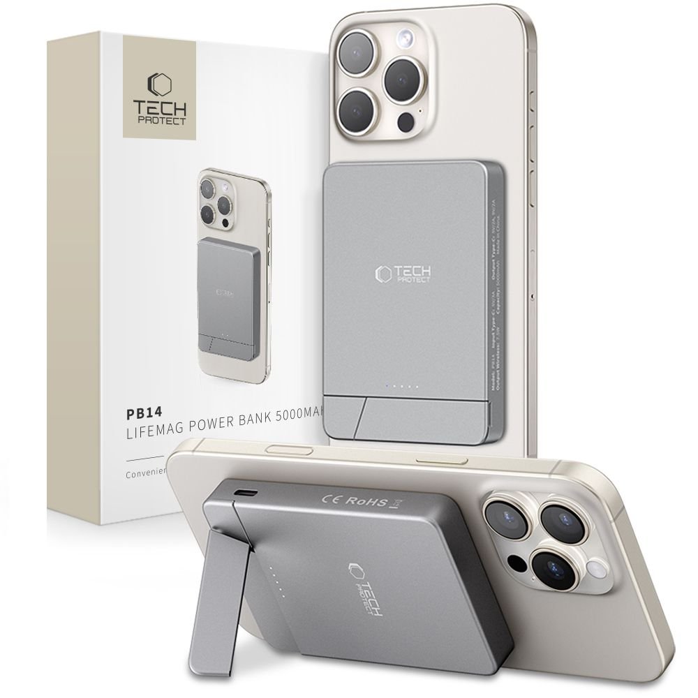 Tech - Protect PB14 Lifemag MagSafe Μαγνητικό PowerBank Κινητού 5000 mAh - Space Grey