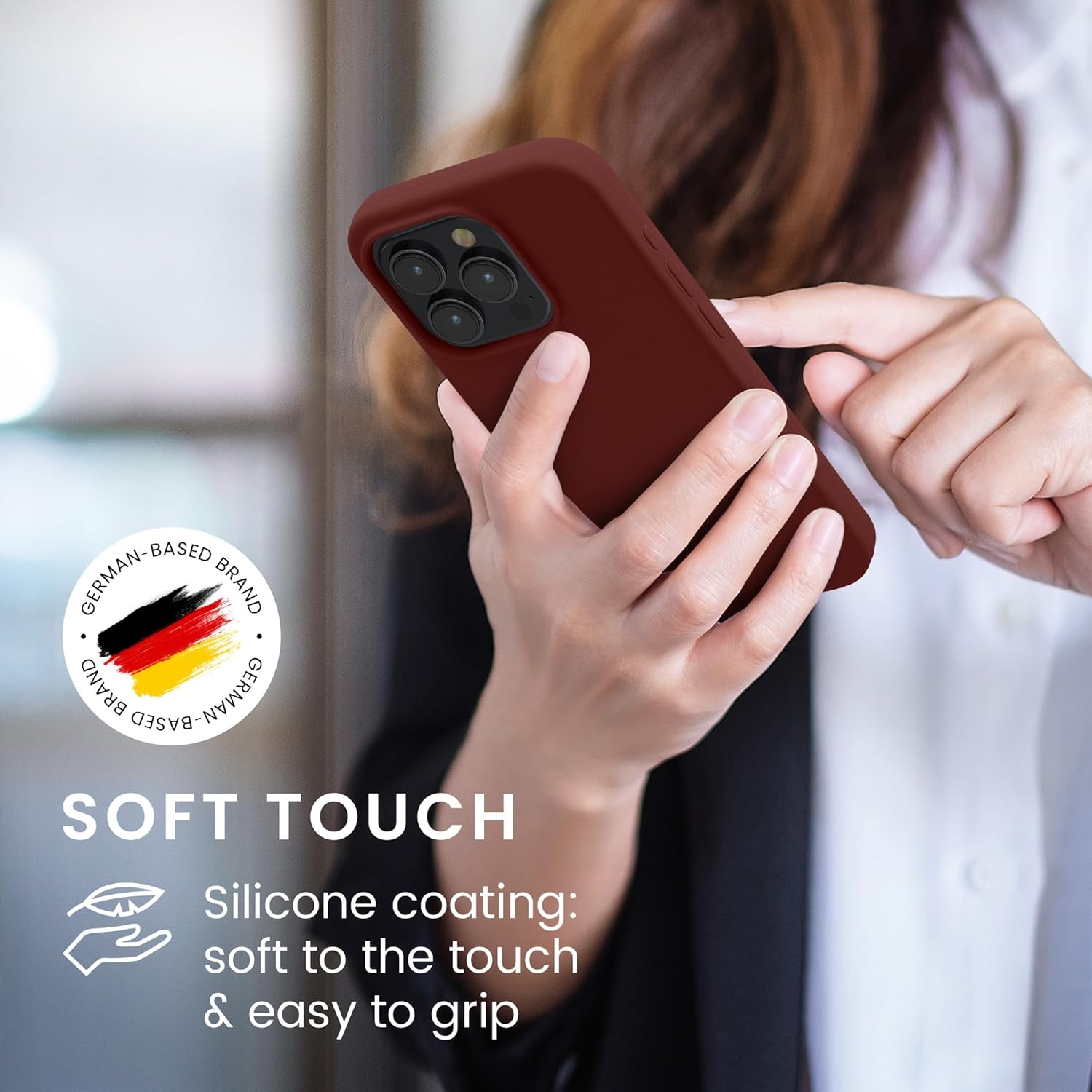 KW iPhone 15 Pro Θήκη Σιλικόνης Rubberized TPU - Tawny Red