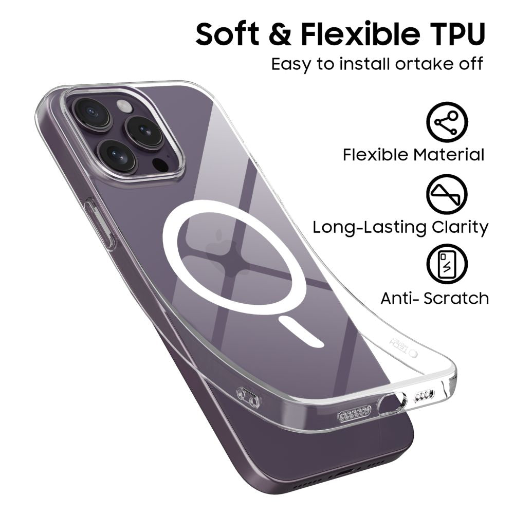 Tech - Protect iPhone 14 Pro Max Flexair Θήκη Σιλικόνης TPU με MagSafe - Διάφανη