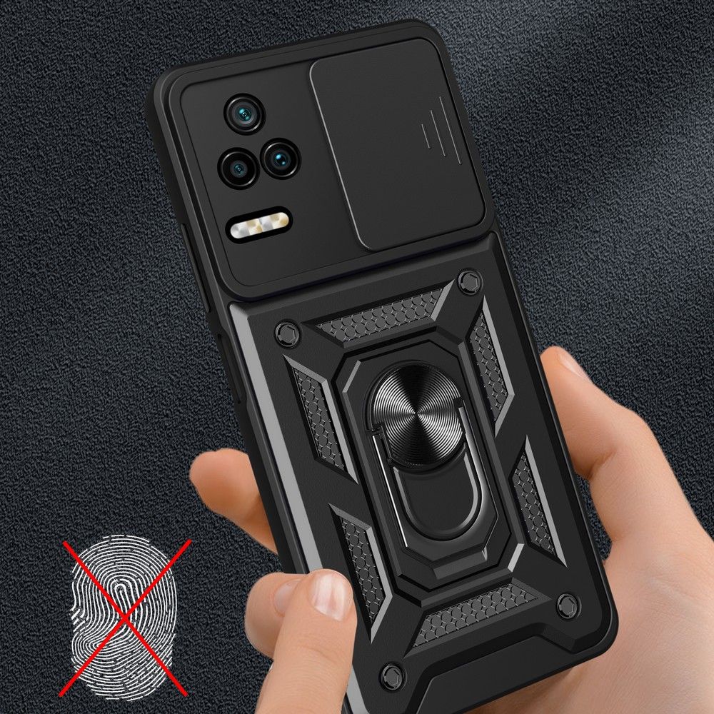 Tech - Protect Xiaomi Poco F4 5G Camshield Pro Σκληρή Θήκη με Πλαίσιο Σιλικόνης και Δαχτυλίδι Συγκράτησης - Black