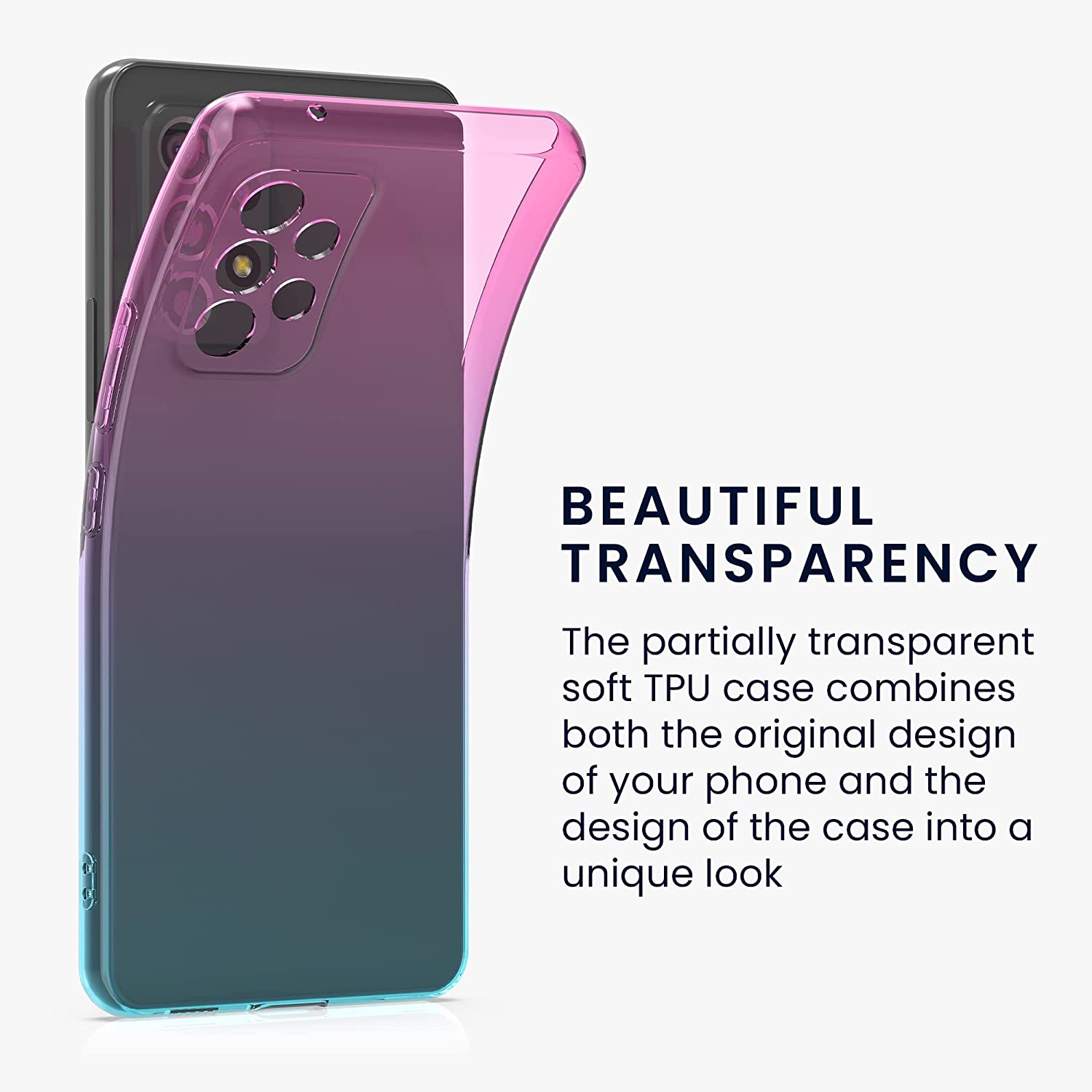 KW Samsung Galaxy A53 5G Θήκη Σιλικόνης TPU Design Two Colors - Pink / Blue / Διάφανη - 58626.01