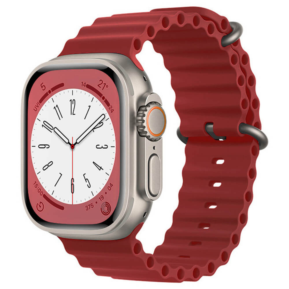 Techsuit Λουράκι Apple Watch 2/3/4/5/6/7/8/9/10/11 - SE (1/2/3) - 38/40/41/42mm Watchband W038 Σιλικόνης - Wine Red