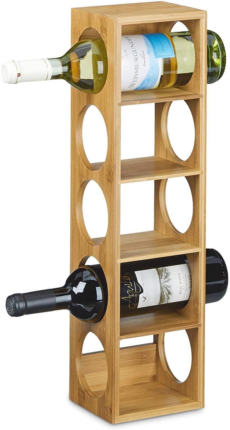 Relaxdays Ξύλινο Ράφι για Κρασί από Μπαμπού - Natural - 4052025203320