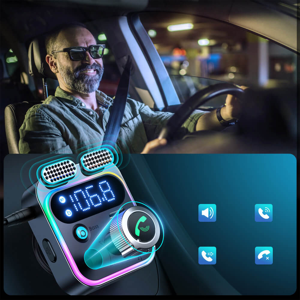 Joyroom JR - CL16 Bluetooth 5.0 FM Transmitter για Αναπαραγωγή Μουσικής / Κλήσεις / Φόρτιση Κινητών στο Αυτοκίνητο 48W - Black