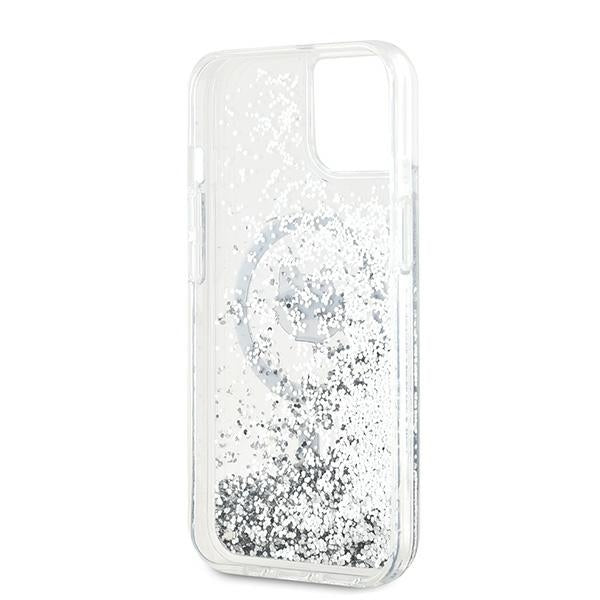 Karl Lagerfeld iPhone 15 / 14 / 13 - Liquid Glitter Choupette Head MagSafe - Σκληρή Θήκη με Πλαίσιο Σιλικόνης - Διάφανη - KLHMP15SLGCHSGH