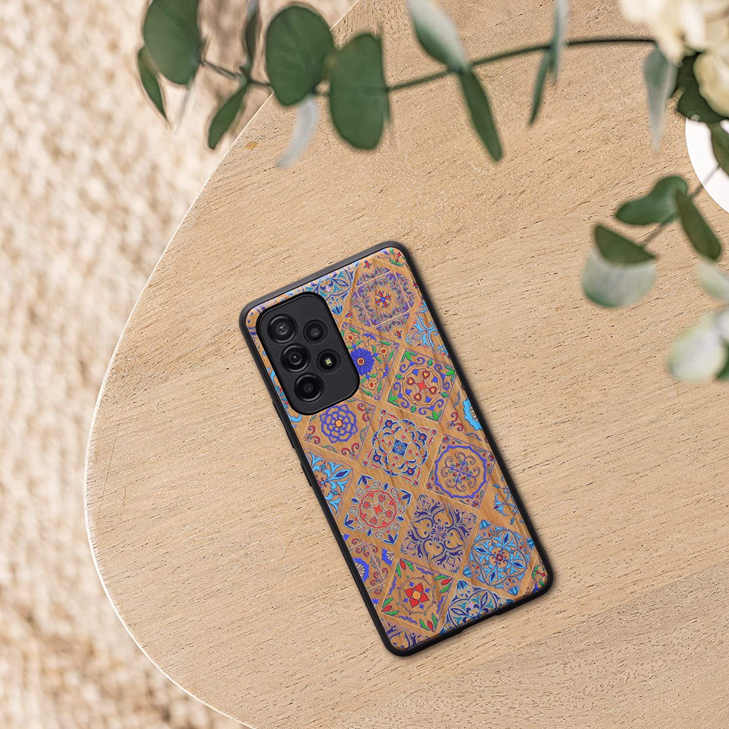 KW Samsung Galaxy A53 5G Θήκη από Φυσικό Ξύλο Design Moroccan Tiles - Multicolor / Brown - 58317.06
