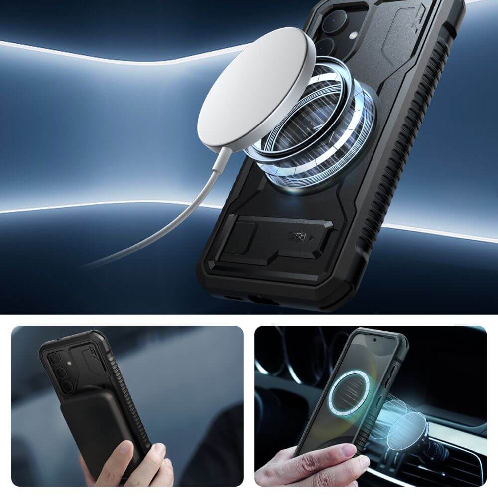 Tech - Protect Samsung Galaxy S24+ Kevlar MagSafe+ Σκληρή Θήκη με Προστασία για την Οθόνη και Stand - Black