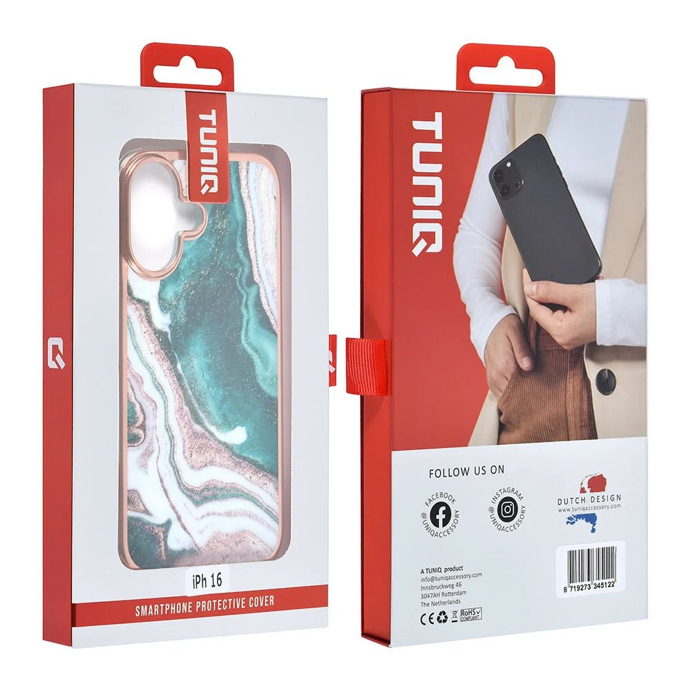 Tuniq iPhone 16 Silicone Θήκη Σιλικόνης - Marble / Green