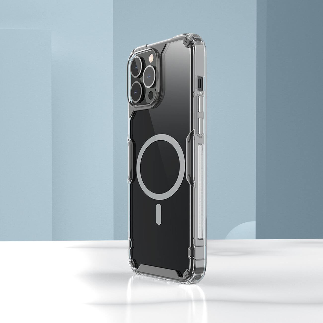 Nillkin iPhone 15 Pro Nature Pro Magnetic - Σκληρή Θήκη με Πλαίσιο Σιλικόνης και MagSafe - Διάφανη / White