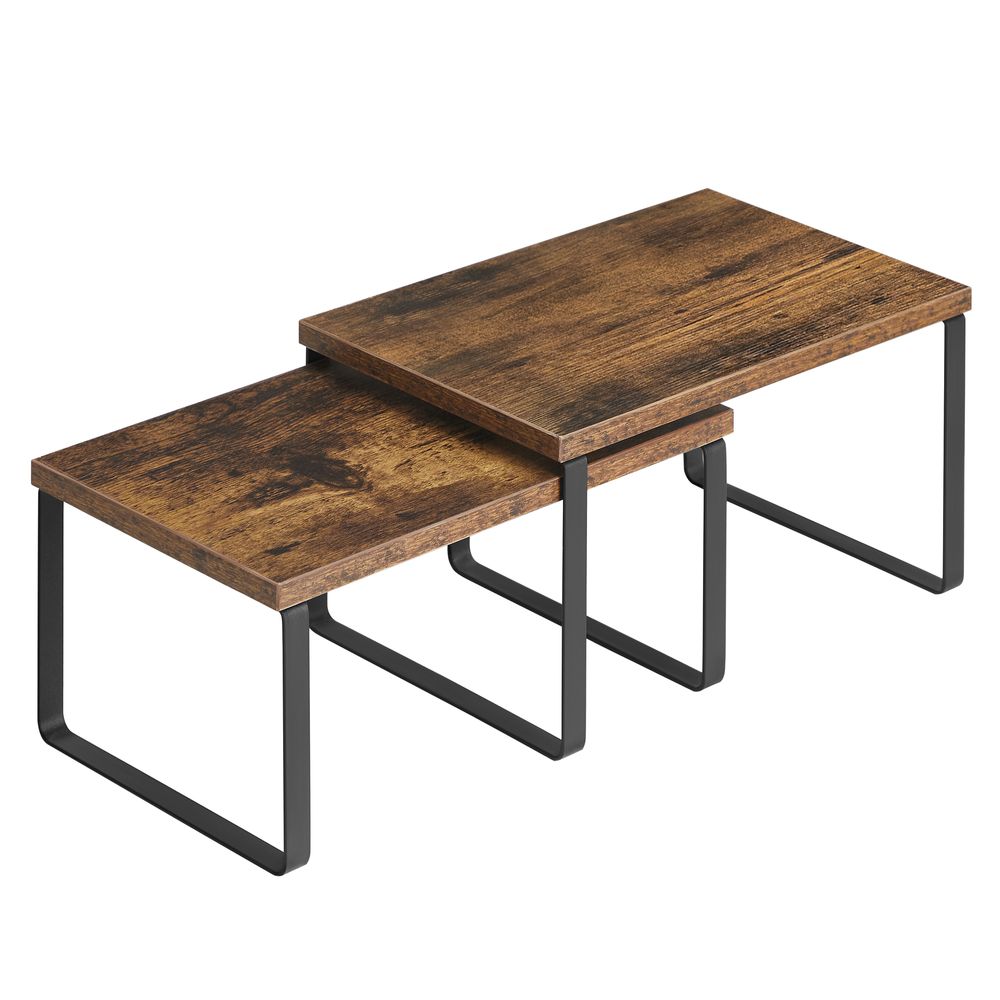 Songmics Σετ με 2 Ξύλινα Ράφια για τον Πάγκο - Ink Black / Vintage Brown - KCS020X01