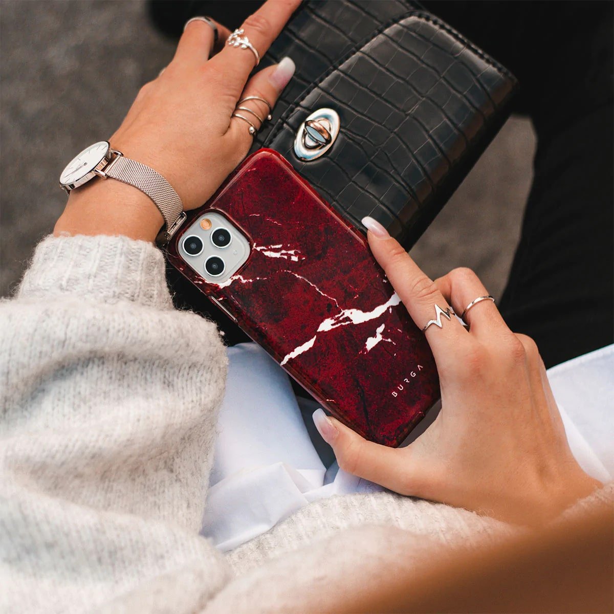 Burga iPhone 14 Fashion Tough Σκληρή Θήκη - Iconic Red Ruby
