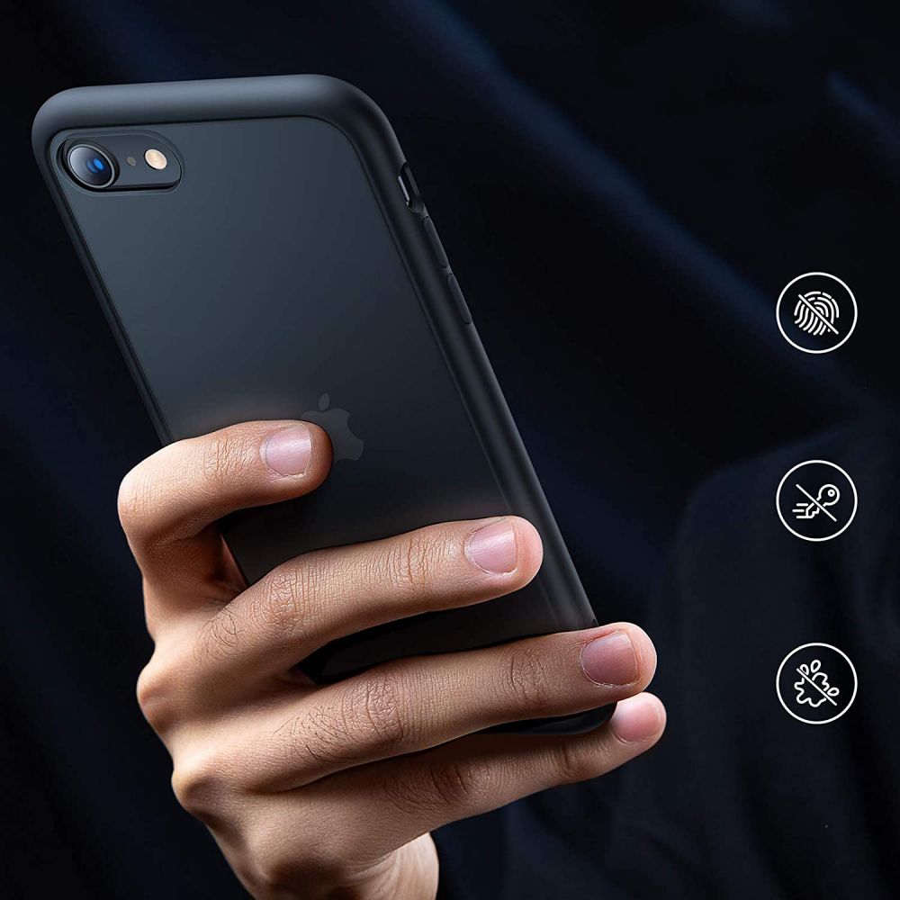 Tech - Protect iPhone SE 2022 / SE 2020 / 7 / 8 MattFit Σκληρή Θήκη με Πλαίσιο Σιλικόνης - Ημιδιάφανη / Black