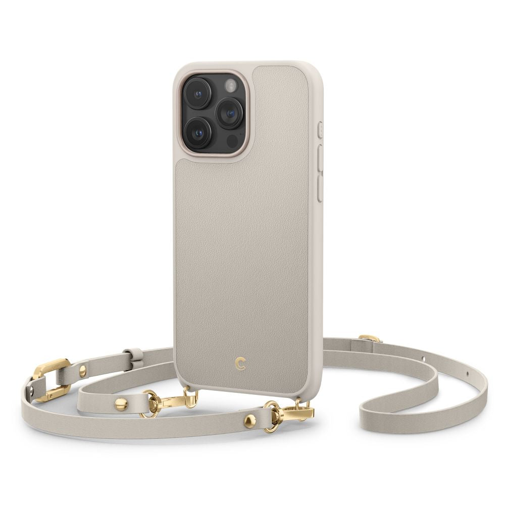 Spigen Cyrill iPhone 15 Pro Max Classic Charm Mag Σκληρή Θήκη MagSafe με Πλαίσιο Σιλικόνης και Λουράκι - Cream