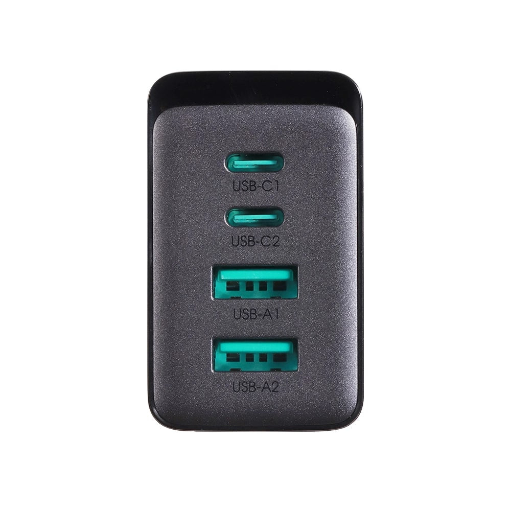 JOYROOM JR - TCG02 GAN 67W Οικιακός Φορτιστής Γρήγορης Φόρτισης με 2 Θύρες Type - C και 2 Θύρες USB και Καλώδιο Type - C to Type - C 100W - Black