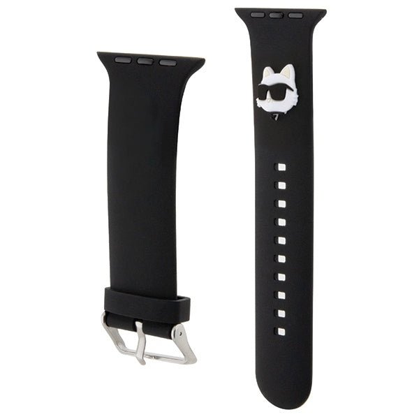 Karl Lagerfeld Λουράκι Apple Watch 2 / 3 / 4 / 5 / 6 / 7 / 8 / 9 / SE - 38 / 40 / 41 mm 3D Rubber Choupette Head Λουράκι Σιλικόνης - Black - KLAWMSLCNK