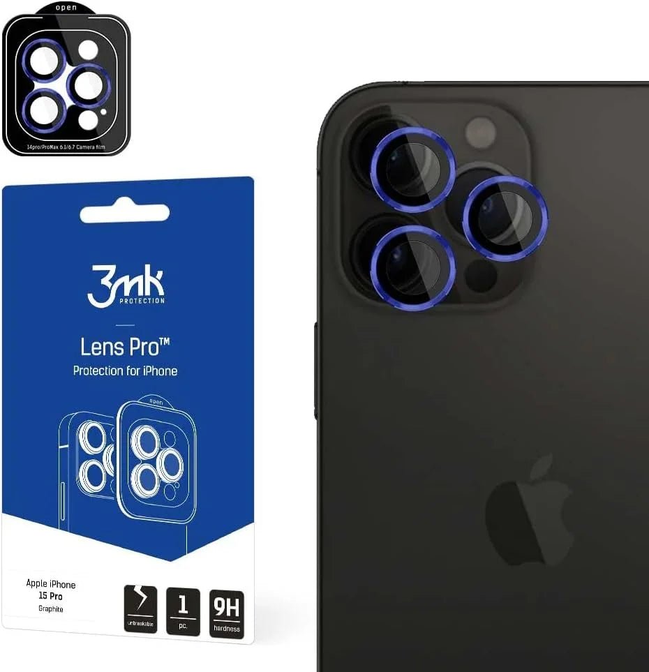3MK iPhone 15 Pro Max Lens Protection Pro 9H Αντιχαρακτικό Γυαλί για την Κάμερα - Royal Blue