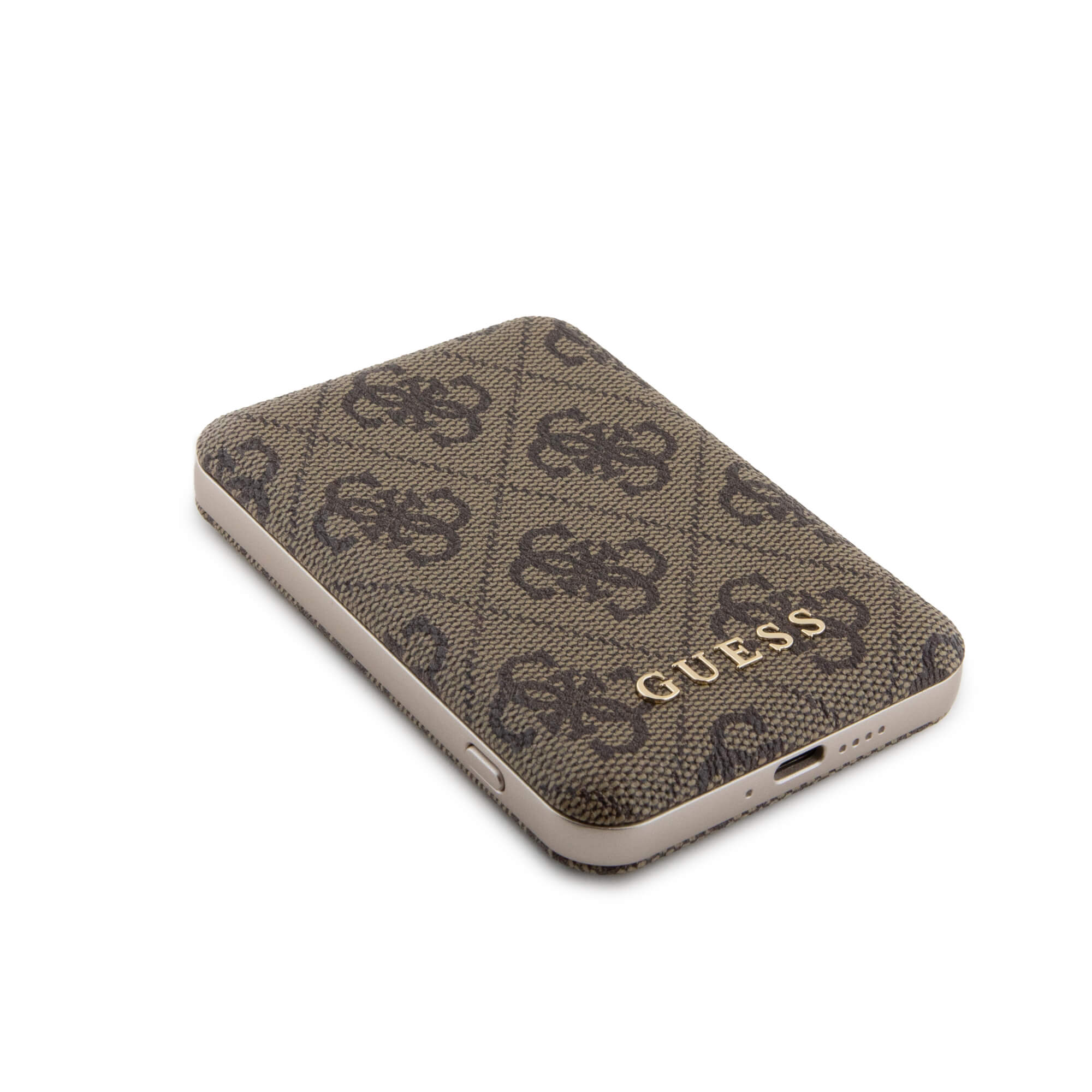 Guess PowerBank 15W - MagSafe 4G Leather Metal Logo - 5000 mAh - Brown - GUPB5FP4EMGW