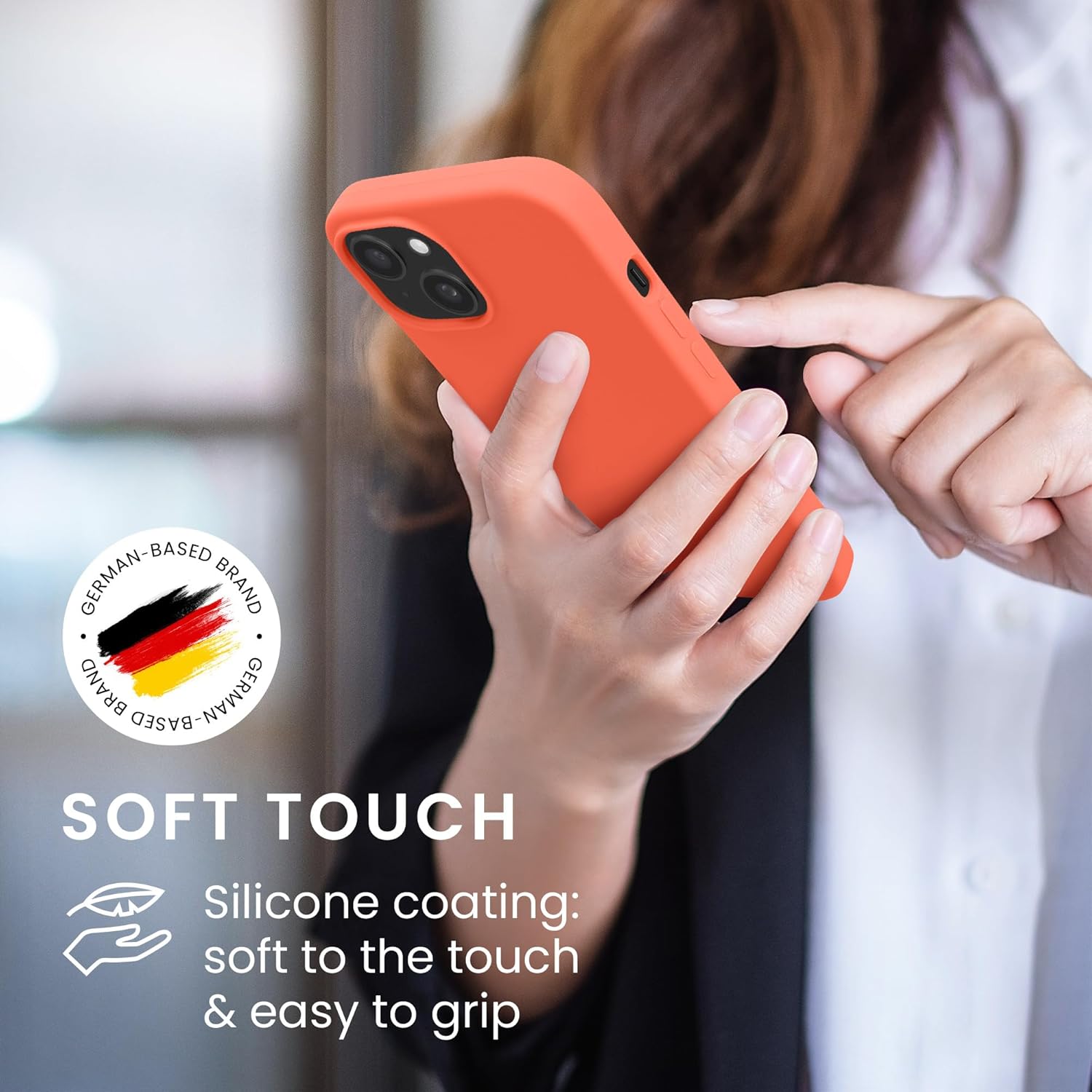KW iPhone 15 Θήκη Σιλικόνης Rubberized TPU - Luminous Coral