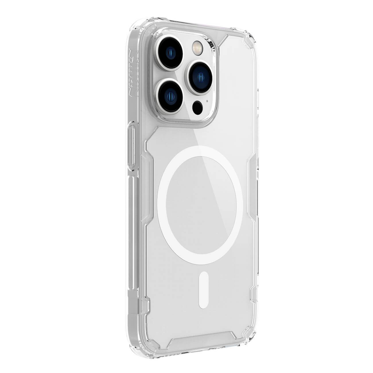 Nillkin iPhone 15 Pro Nature Pro Magnetic - Σκληρή Θήκη με Πλαίσιο Σιλικόνης και MagSafe - Διάφανη / White