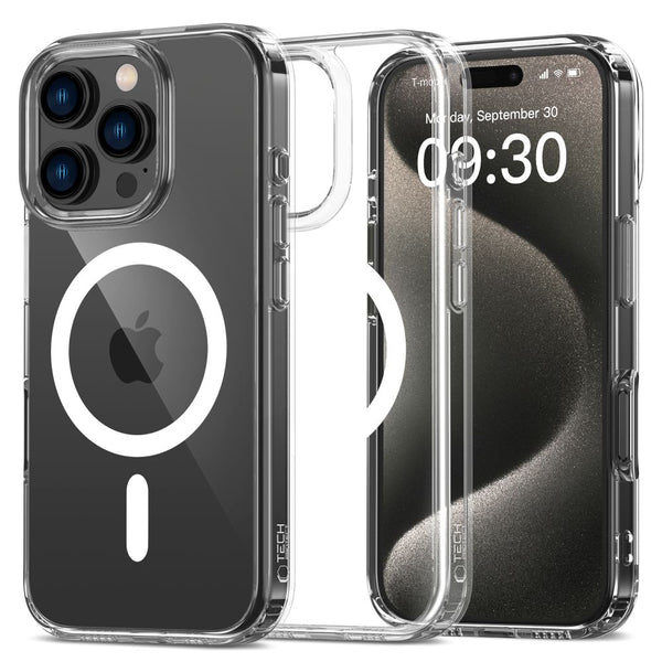 Tech - Protect iPhone 16 Pro Flexair Hybrid MagSafe Σκληρή Θήκη με Πλαίσιο Σιλικόνης και MagSafe - Διάφανη