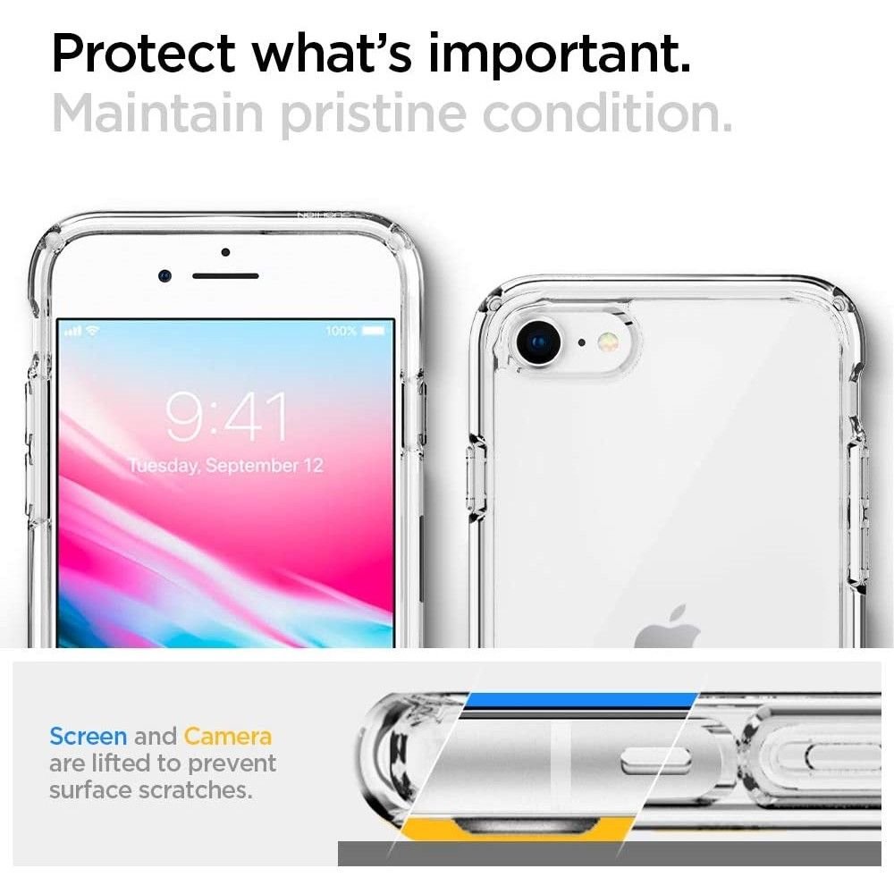 Spigen iPhone SE 2022 / SE 2020 / 7 / 8 Ultra Hybrid Σκληρή Θήκη με Πλαίσιο Σιλικόνης - Crystal Clear