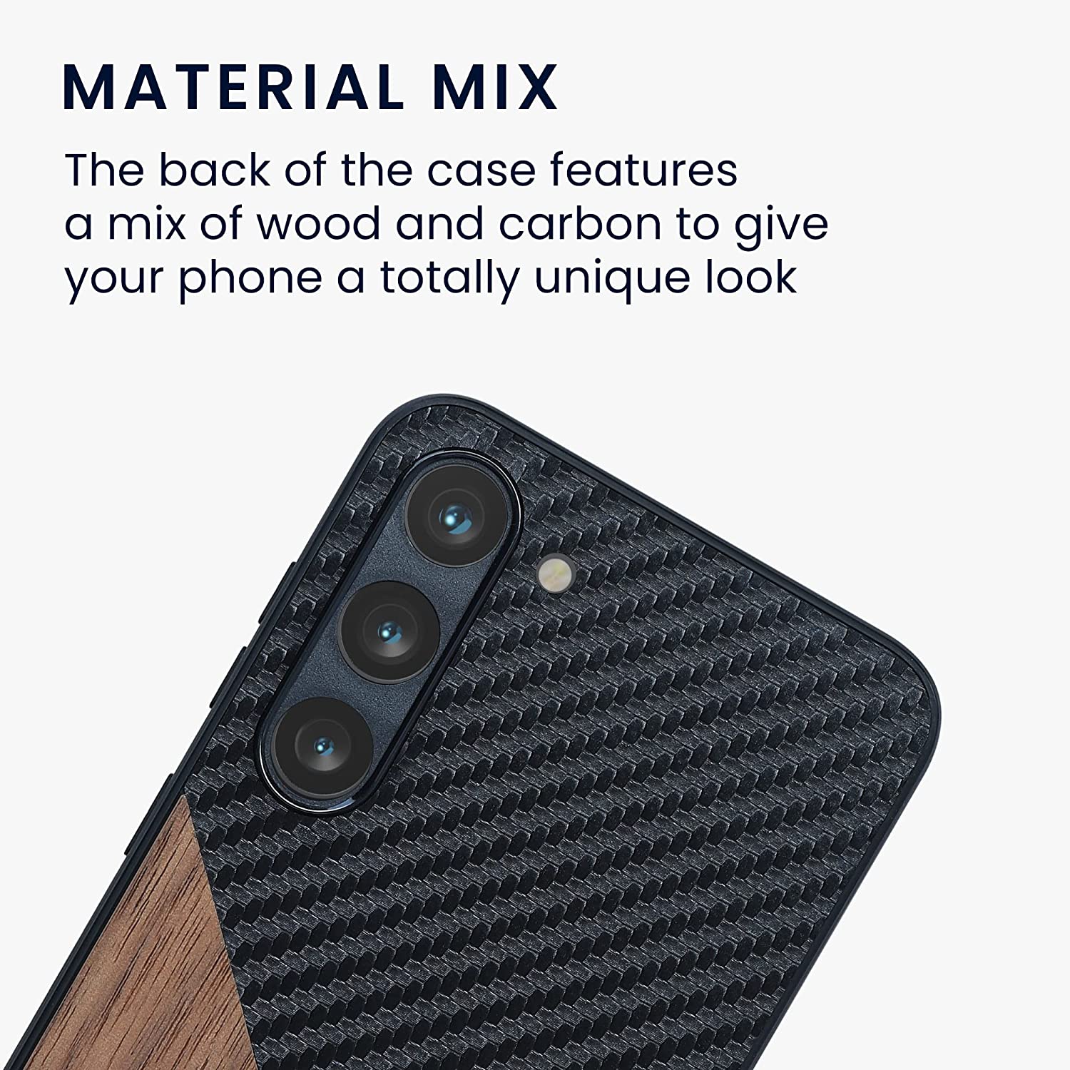 KW Samsung Galaxy S23+ Θήκη από Φυσικό Ξύλο και Carbon - Dark Brown / Black - 60505.01