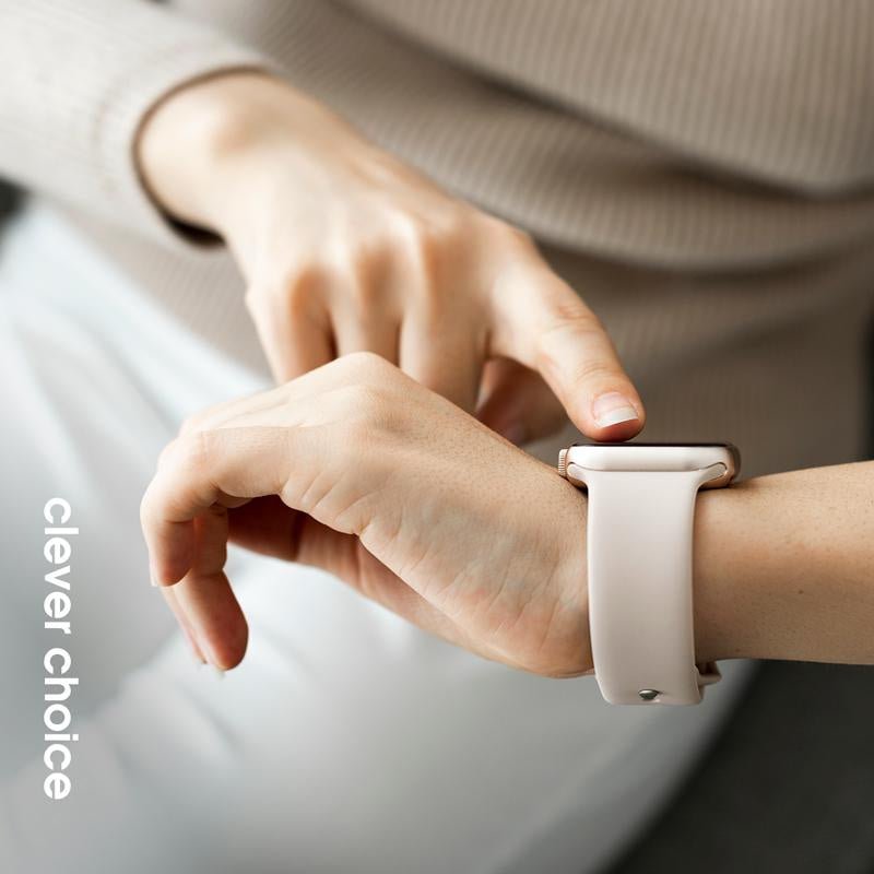 Crong Λουράκι Apple Watch 2/3/4/5/6/7/8/9/10/11 - SE (1/2/3) - 38/40/41/42mm Σιλικόνης - Liquid Strap - Stone Beige