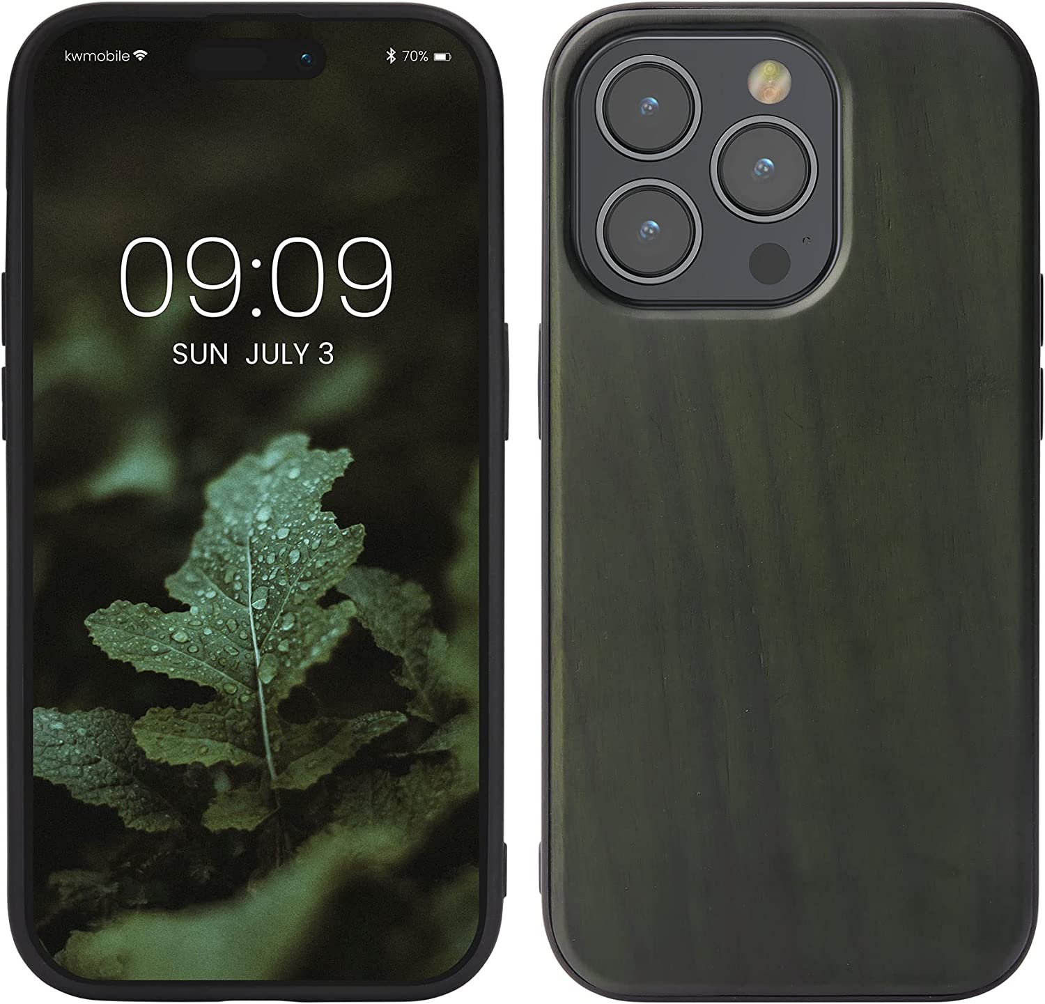 KW iPhone 14 Pro Θήκη από Φυσικό Ξύλο - Dark Green - 59122.80