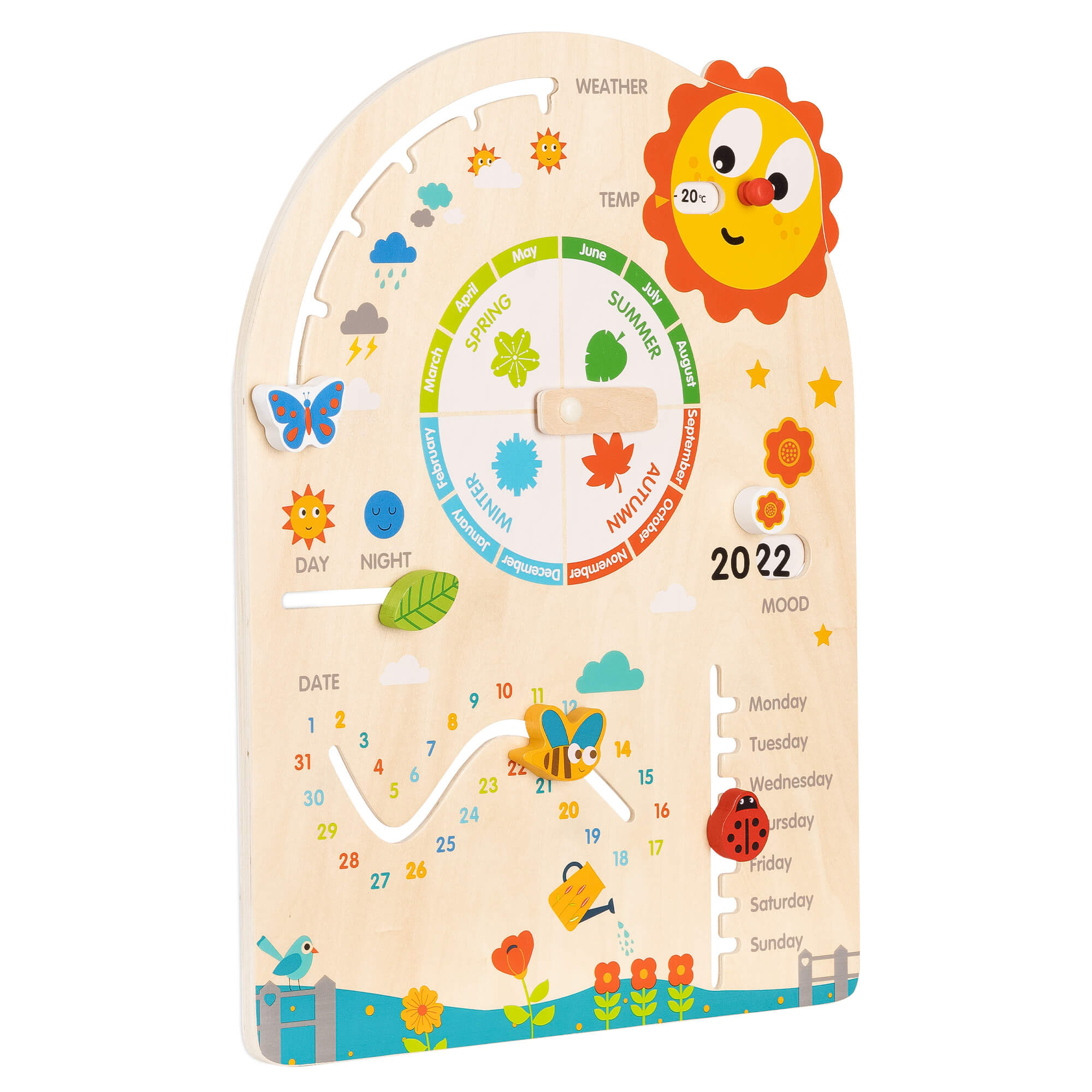 Navaris Ξύλινο Εκπαιδευτικό Ημερολόγιο για Παιδιά - Beige - 57262.01