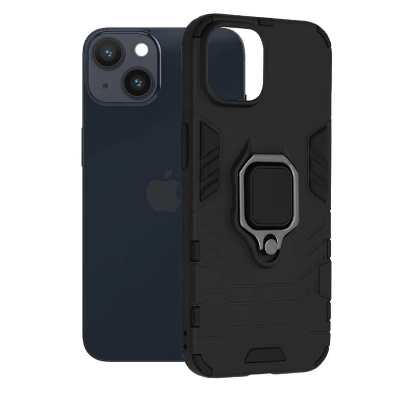 Techsuit iPhone 14 Silicone Shield Σκληρή Θήκη με Δαχτυλίδι Συγκράτησης - Black