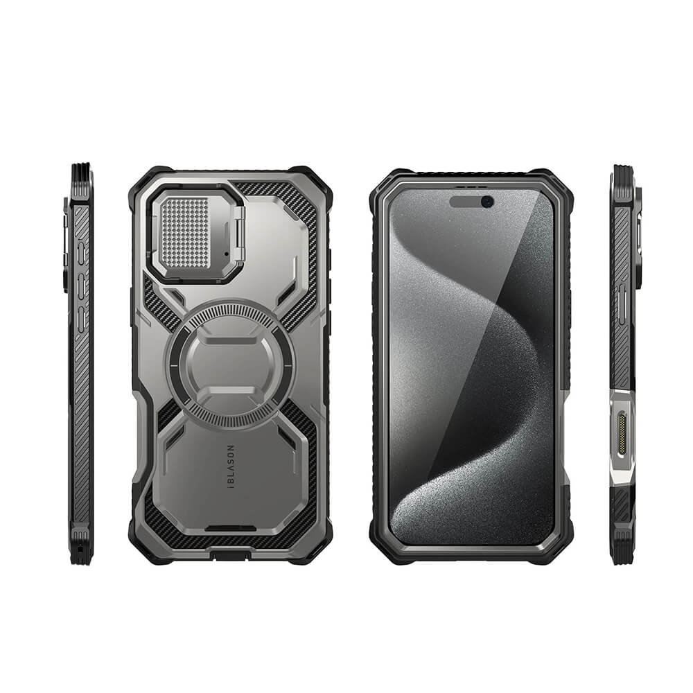 Supcase iPhone 16 Pro Armorbox MagSafe Σκληρή Θήκη με Προστασία Οθόνης και Κάλυμμα Κάμερας / Stand - Titan Gray