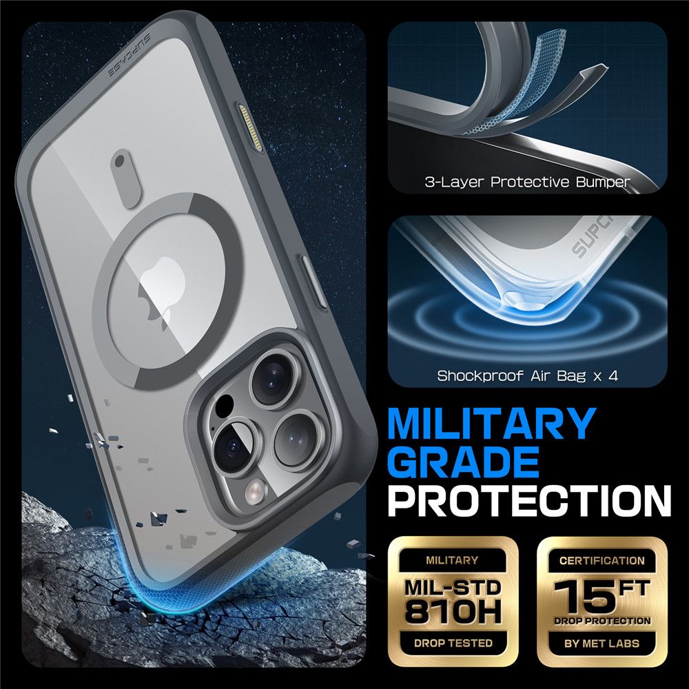 Supcase iPhone 16 Pro UB Mag Σκληρή Θήκη με MagSafe - Grey