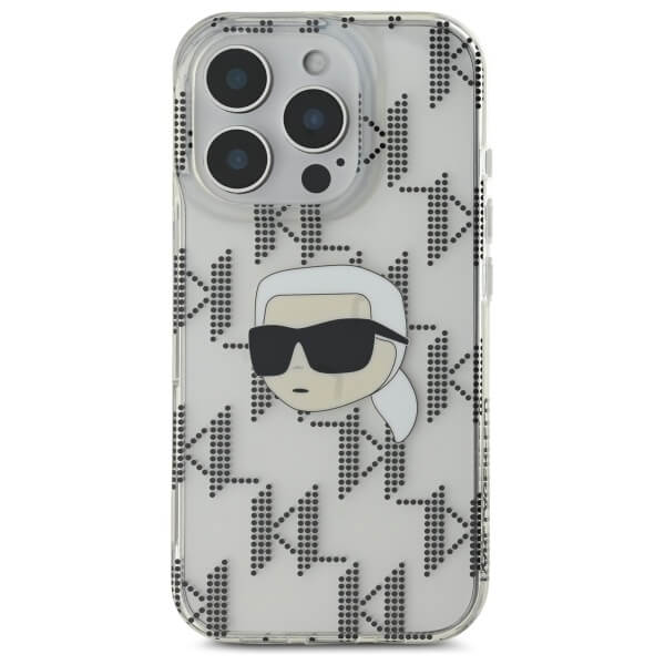 Karl Lagerfeld iPhone 16 Pro - IML Karl Head Electroplated - Σκληρή Θήκη με Πλαίσιο Σιλικόνης - Διάφανη - KLHCP16LHKLPKHT