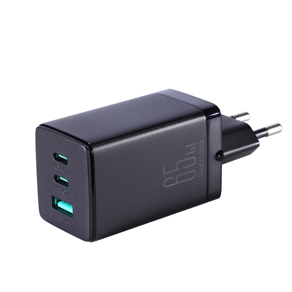 JOYROOM JR - TCG01 GAN 65W Οικιακός Φορτιστής Γρήγορης Φόρτισης με 2 Θύρες Type - C και 1 Θύρα USB και Καλώδιο Type - C to Type - C 100W - Black