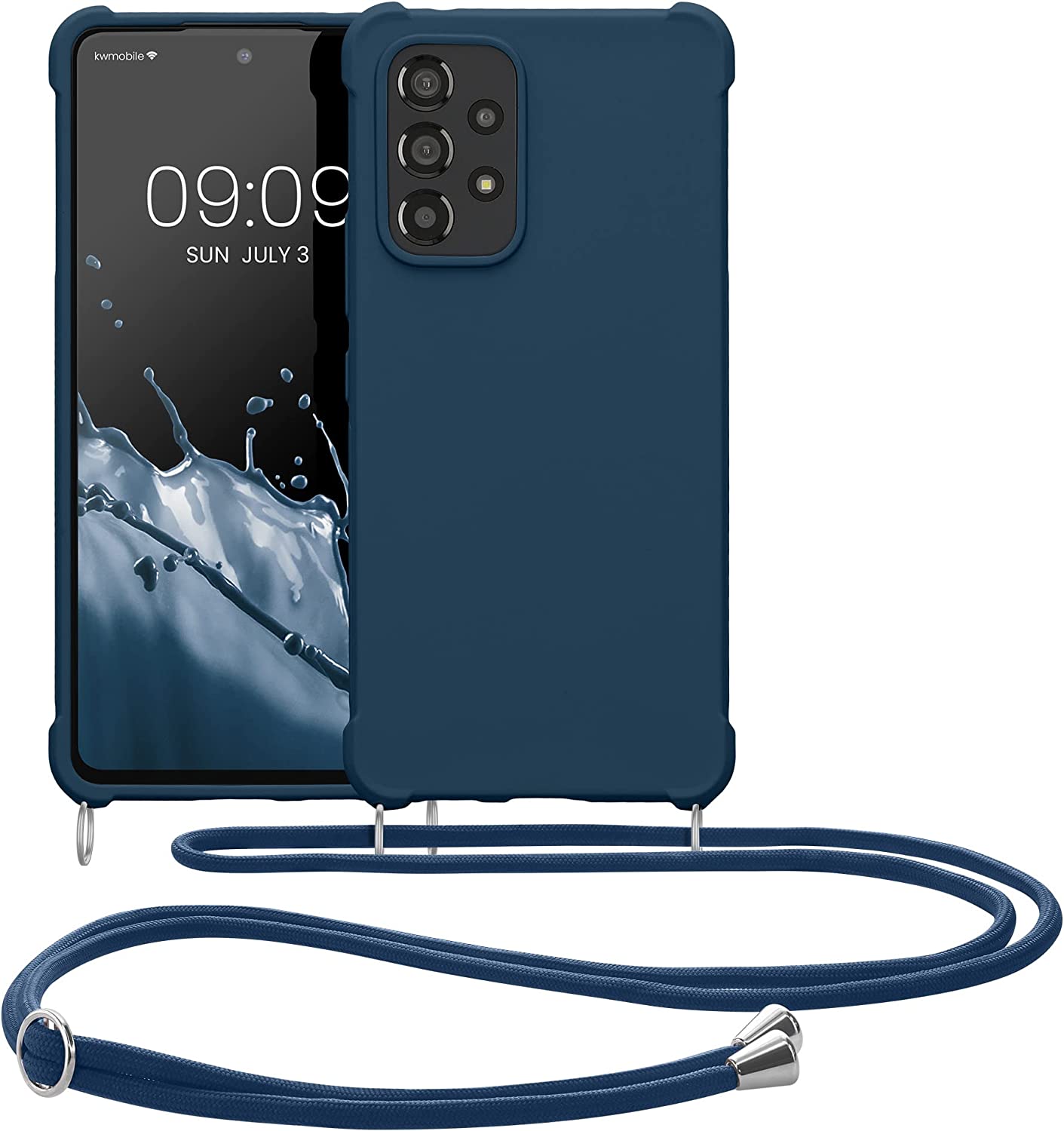 KW Samsung Galaxy A53 5G Θήκη Σιλικόνης TPU με Λουράκι - Dark Blue - 58566.17