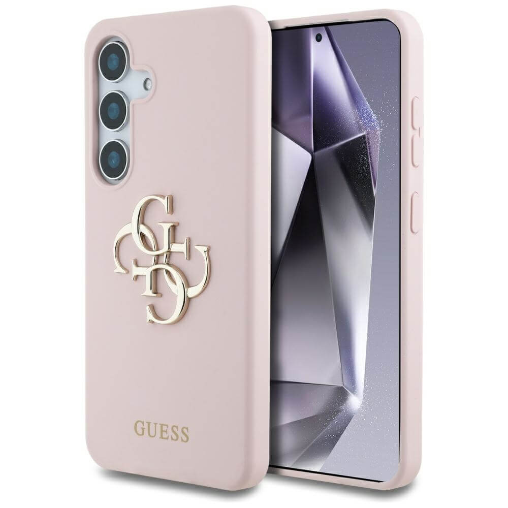 Guess Samsung Galaxy S25 - Silicone Big 4G Logo Bottom Script - Σκληρή Θήκη με Πλαίσιο Σιλικόνης - Pink - GUHCS25SS4SMDP