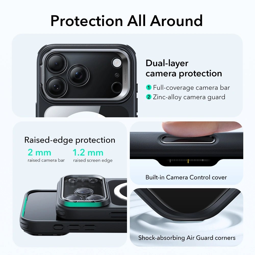 ESR iPhone 17 Pro Max - Classic Hybrid Kickstand MagSafe - Σκληρή Θήκη με Πλαίσιο Σιλικόνης και MagSafe - Διάφανη / Black