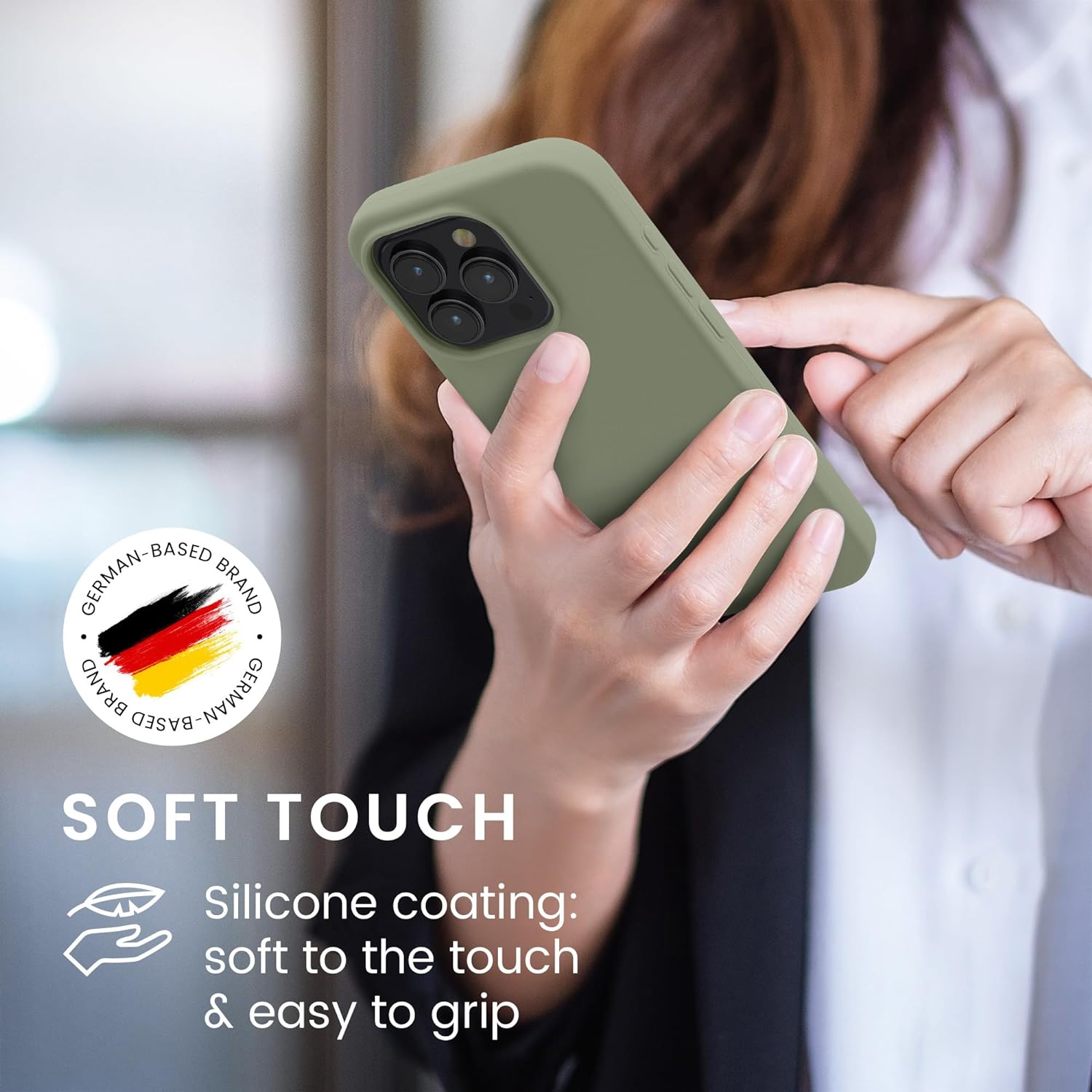 KW iPhone 15 Pro Θήκη Σιλικόνης Rubberized TPU - Grey Green