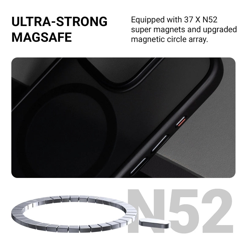Crong iPhone 16 Pro Max Hybrid Frost Mag - Σκληρή Θήκη με Πλαίσιο Σιλικόνης και MagSafe - Black