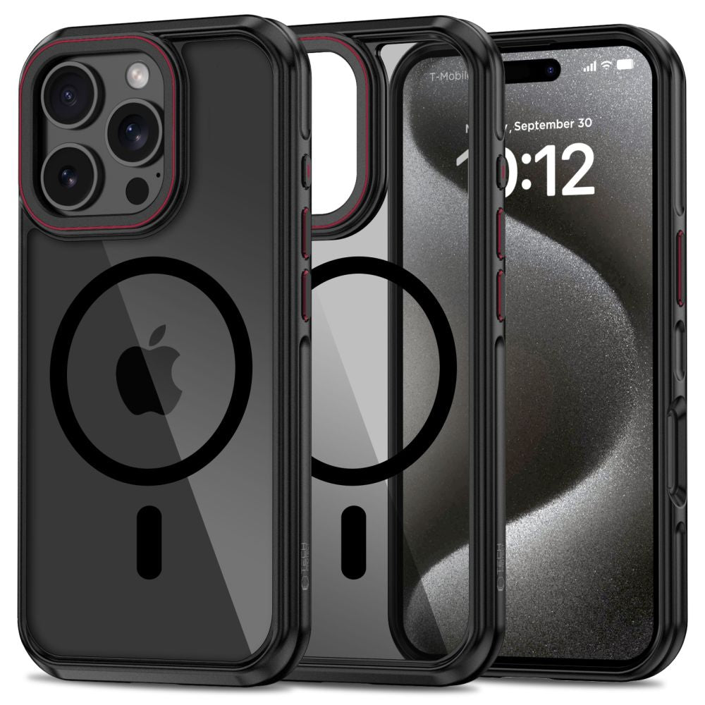 Tech - Protect iPhone 16 Pro MagHybrid - Σκληρή Θήκη με Πλαίσιο Σιλικόνης και MagSafe - Black Ημιδιάφανη / Red