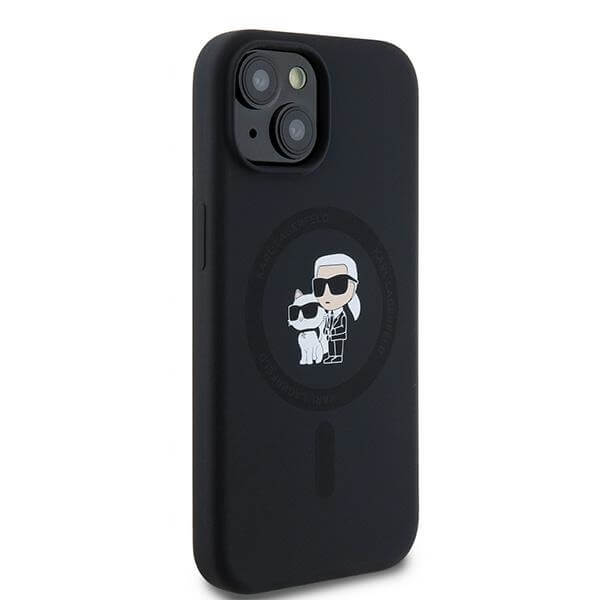 Karl Lagerfeld iPhone 15 Plus / 14 Plus - Silicone Karl and Choupette - Θήκη Σιλικόνης με MagSafe - Black - KLHMP15MSCMKCRHK