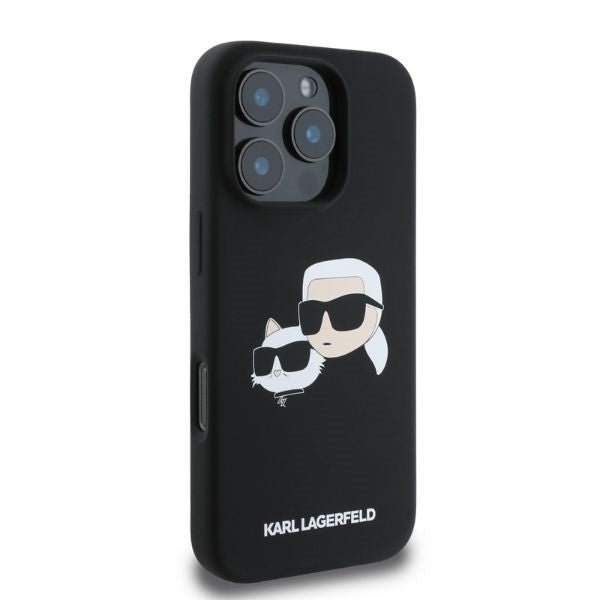 Karl Lagerfeld iPhone 16 Pro Max - Silicone Double Heads Print - Θήκη Σιλικόνης με MagSafe - Black - KLHMP16XSKCHPPLK