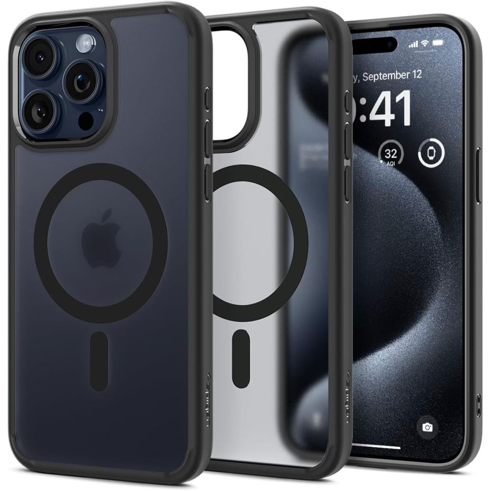 Spigen iPhone 15 Pro Max Ultra Hybrid Mag Σκληρή Θήκη με Πλαίσιο Σιλικόνης Και MagSafe - Frost Black