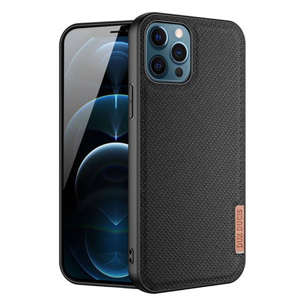 Dux Ducis iPhone 12 Pro Max Fino Series Σκληρή Θήκη με Πλαίσιο Σιλικόνης και Επένδυση από Ύφασμα - Black