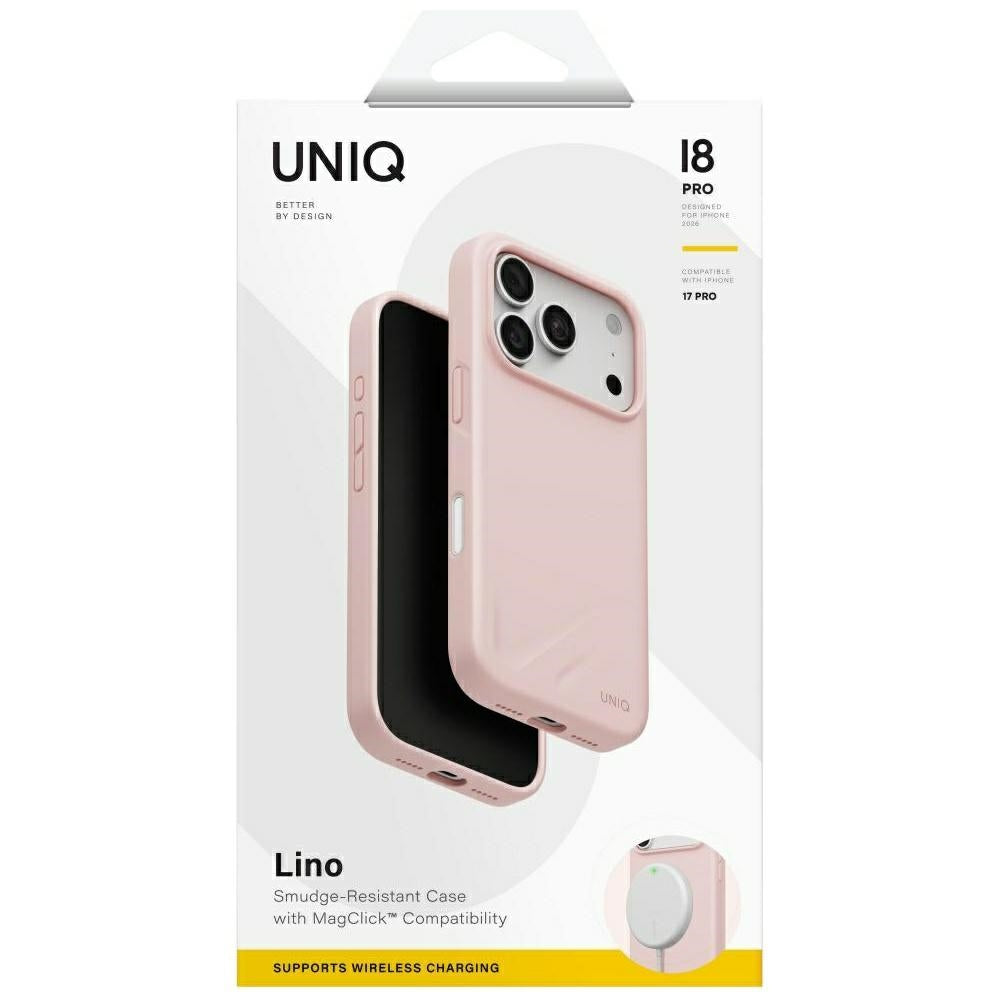 Uniq iPhone 18 Pro / iPhone 17 Pro - Θήκη Σιλικόνης MagSafe - Lino Magclick Charging - Pale Rose