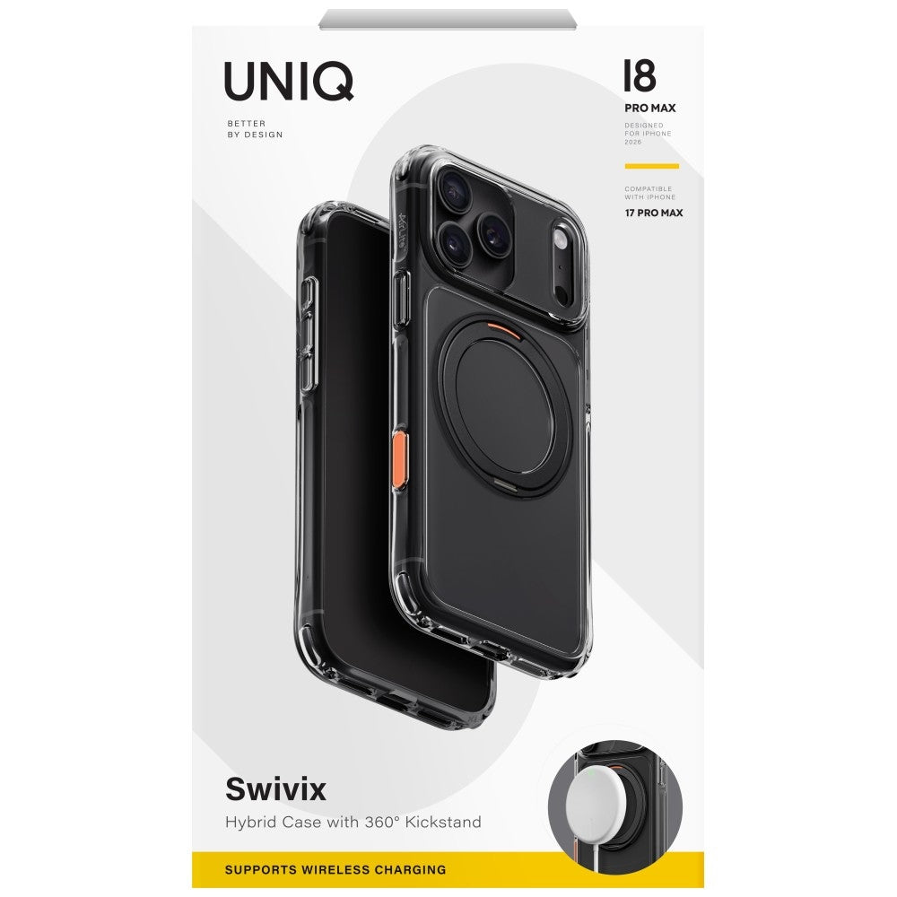 Uniq iPhone 18 Pro Max / iPhone 17 Pro Max - Σκληρή Θήκη με Πλαίσιο Σιλικόνης και Stand MagSafe - Swivix 360 Rotating Kickstand - Black