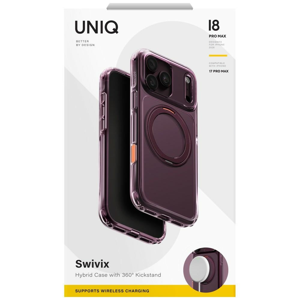 Uniq iPhone 18 Pro Max / iPhone 17 Pro Max - Σκληρή Θήκη με Πλαίσιο Σιλικόνης και Stand MagSafe - Swivix 360 Rotating Kickstand - Burgundy